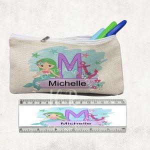 Personalised Mermaid Pencil Case and Ruler Set