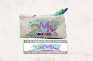 Personalised Mermaid Pencil Case and Ruler Set
