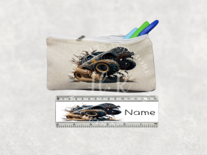 Back to School Personalised Monster Truck Pencil Case and Ruler Set