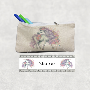 Personalised Unicorn Pencil Case and Ruler Set