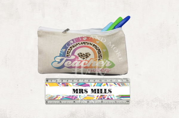 Personalised Teacher Pencil Case and Ruler Set