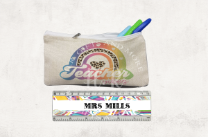 Personalised Teacher Pencil Case and Ruler Set