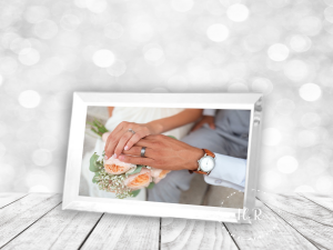 Personalised Wedding Photo Crystal Glass Rectangle Frame