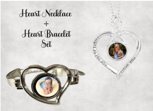 Personalised Heart Bracelet and Necklace Photo Set
