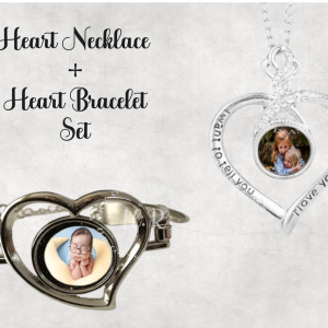 Personalised Heart Bracelet and Necklace Photo Set