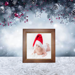 Christmas Photo Ceramic Tile and Pinewood Frame
