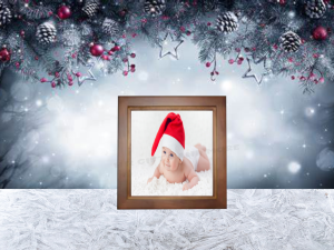 Home Accessories Christmas Photo Ceramic Tile and Pinewood Frame