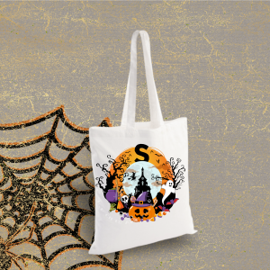 Halloween Pumpkin Initial Treat Bag