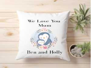 Personalised Penguin Love You Mum Cushion