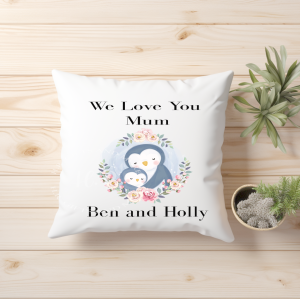 Personalised Penguin Love You Mum Cushion
