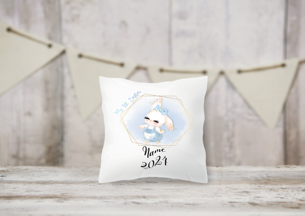 Personalised Blue or Pink Easter Bunny Cushion