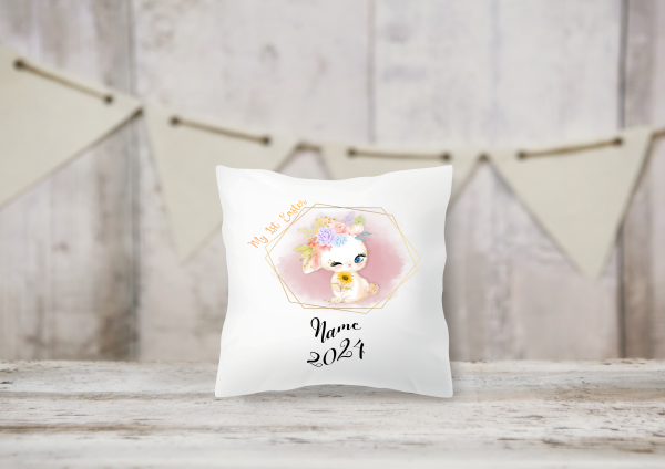 Personalised Blue or Pink Easter Bunny Cushion - Image 2