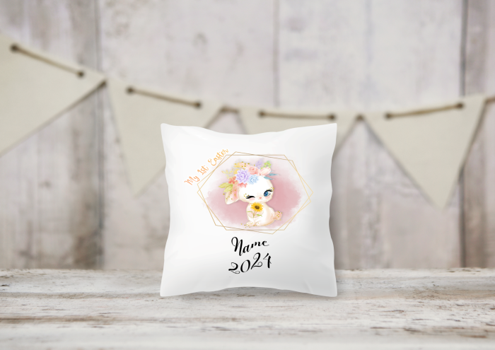 Personalised Blue or Pink Easter Bunny Cushion - Image 2