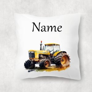 Personalised Yellow Tractor Cushion