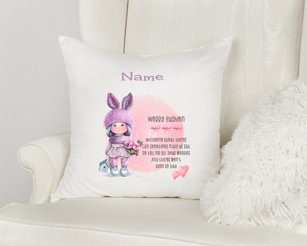 Personalised Worry Cushion Pink