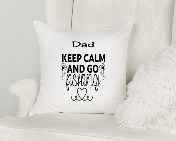 Personalised Keep Calm and Go Fishing Cushion