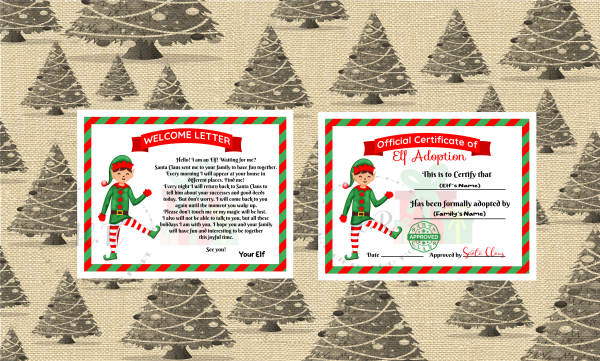 Elf Welcome letter and Elf Certificate Bundle