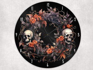 Home Halloween Skulls Glass Wall Clock