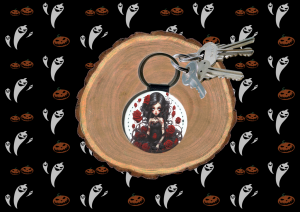 Black Dress and Roses Key ring