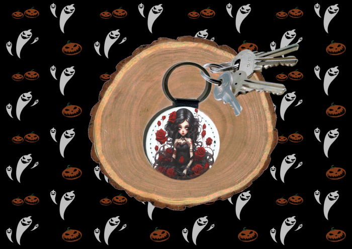 Black Dress and Roses Key ring