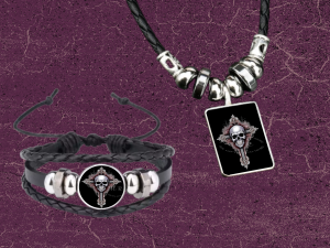 Jewellery and Accessories Halloween Skull on Cross Necklace and Bracelet Set