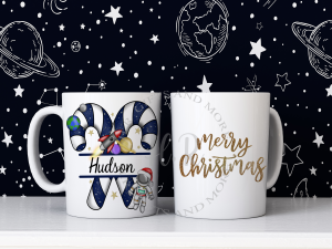 Personalised Candy Cane Space Mug