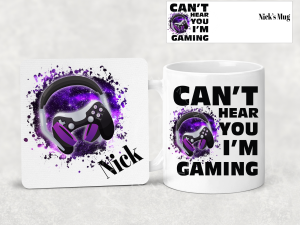 Home Accessories Personalised I Can't Hear You I'M Gaming Mug and Coaster Set