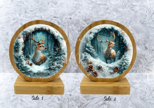 Winter Christmas Forest Bamboo Rotating Frame