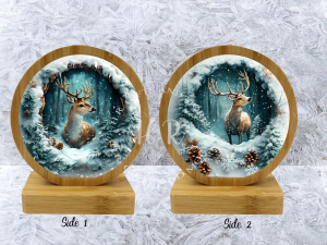 Winter Christmas Forest Bamboo Rotating Frame